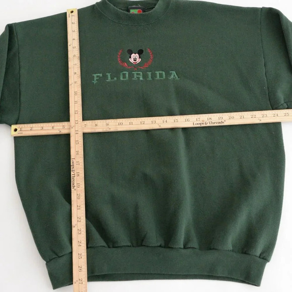 VTG Mickey Unlimited Green Embroidered Florida Mickey Mouse Crew Neck Sweater XL - Picture 3 of 10